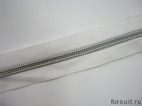 Молния рулонная спираль декорат. т5 200м белая/серебро