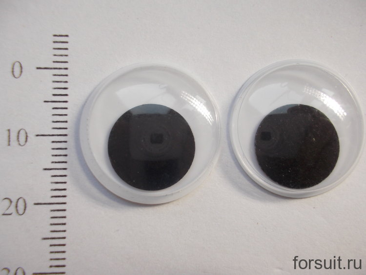 Глазки круглые* 18 мм черные 20 шт/упак 
