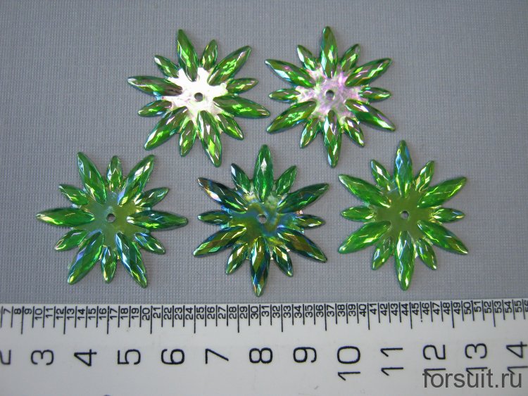 Камни пришивные Звезда зелен  20+/-2гр/упак. 