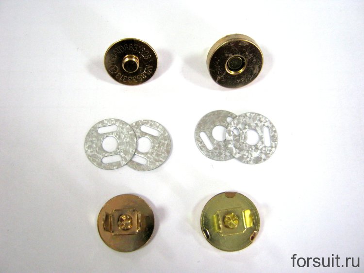Кнопки магнит. для сумок малые (13мм) золото 10шт/упак 